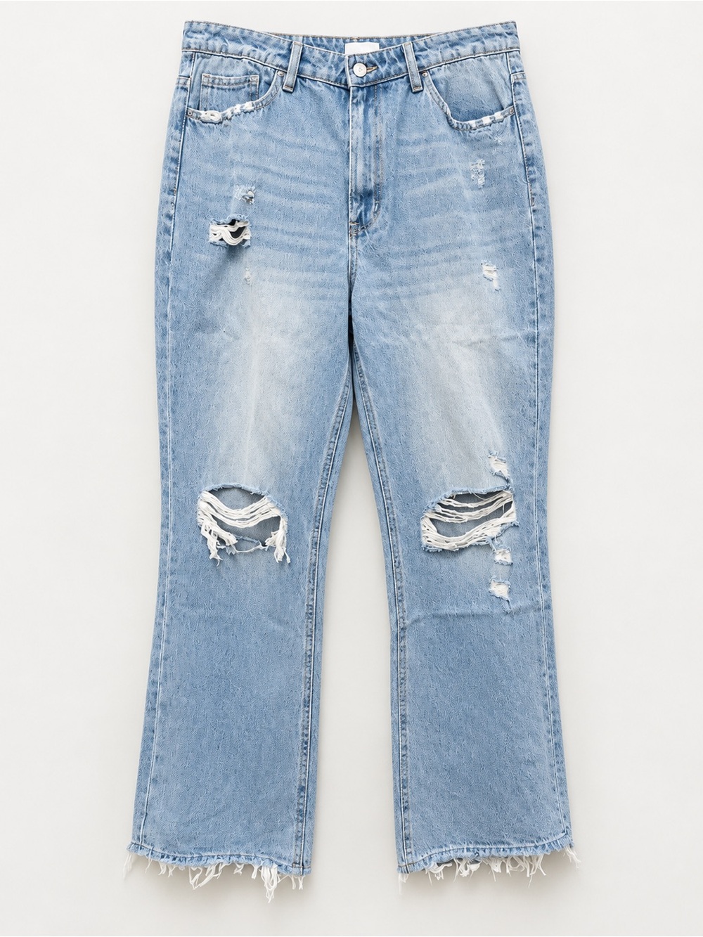 Distressed Light Blue Cropped Women's Jeans